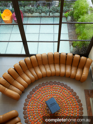 NY townhouse living room aerial