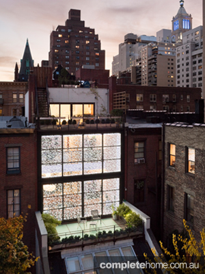 NY townhouse exterior aerial