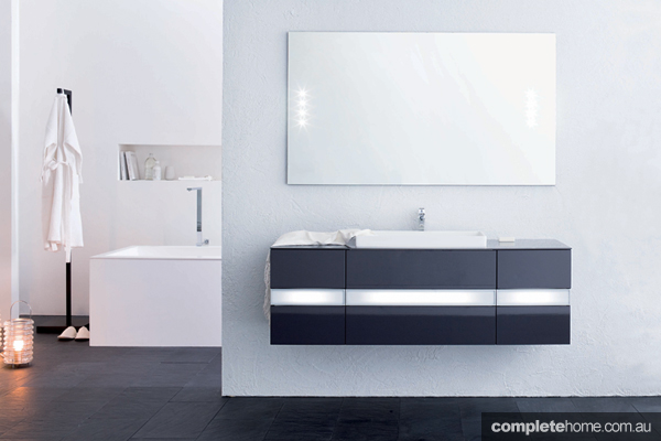 bathroom wellness black and white