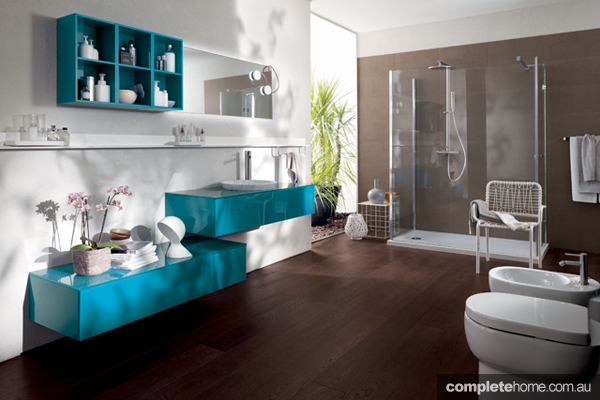 bathroom wellness blue and white
