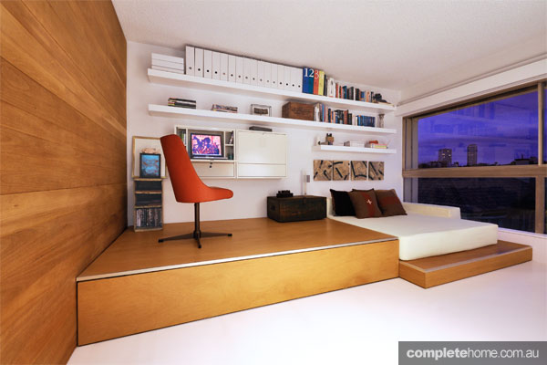 Sleek compact living home office design by Emanuele Rattazzi