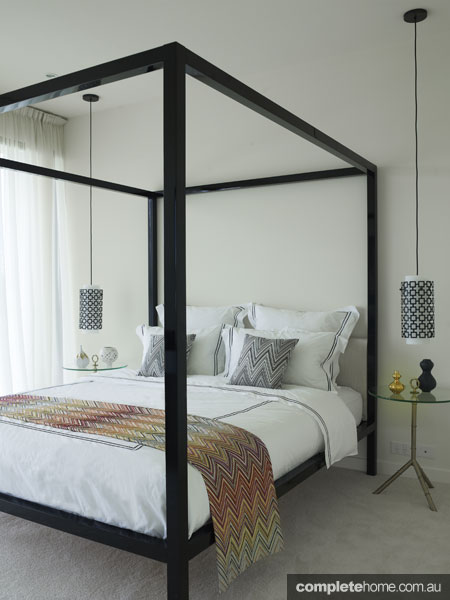 50s hollywood bedroom with Missoni sheets, by Greg Natale